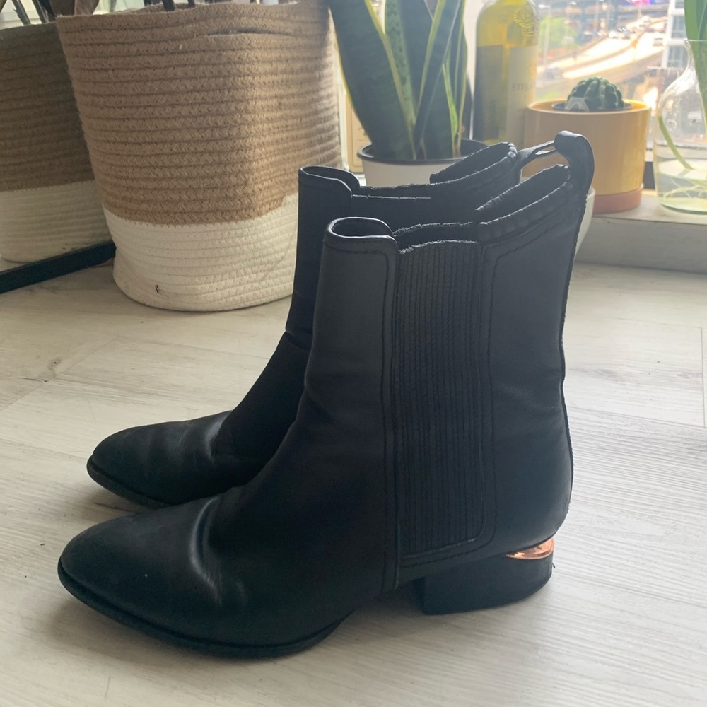 Alexander Wang Chelsea boots with rose gold heels